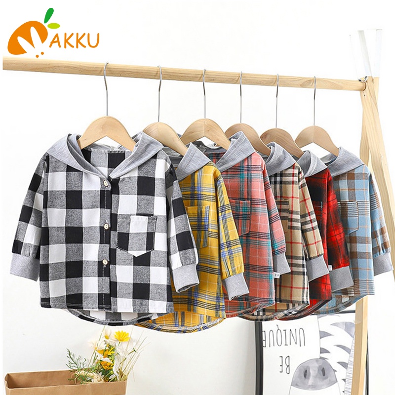 Áo Khoác Có Mũ Họa Tiết Sọc Caro Thời Trang Xuân Thu Cho Bé