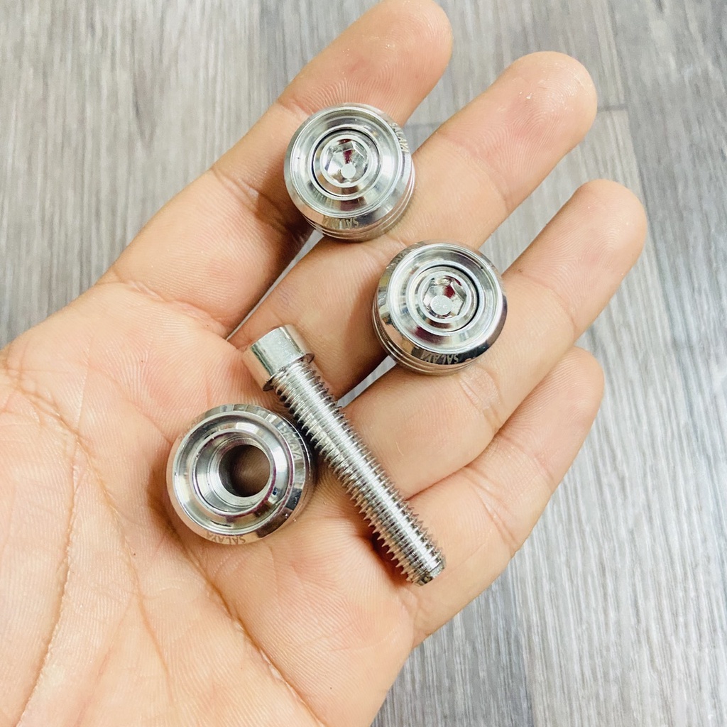 (ỐC KIỂU XE MÁY) Bộ 03 ốc khâu cảng sau xe LEAD 125, ốc gắn tay dắt sau xe LEAD 125 ốc SALAYA thái xoắn INOX 304