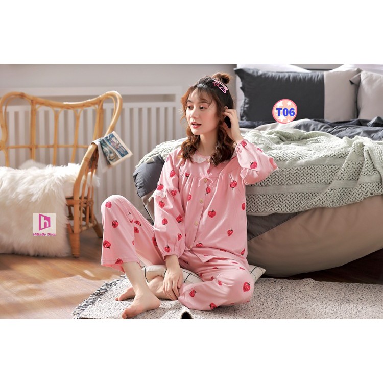 Bộ đồ Bầu và Sau Sinh dài tay Quảng châu 100%cotton T06