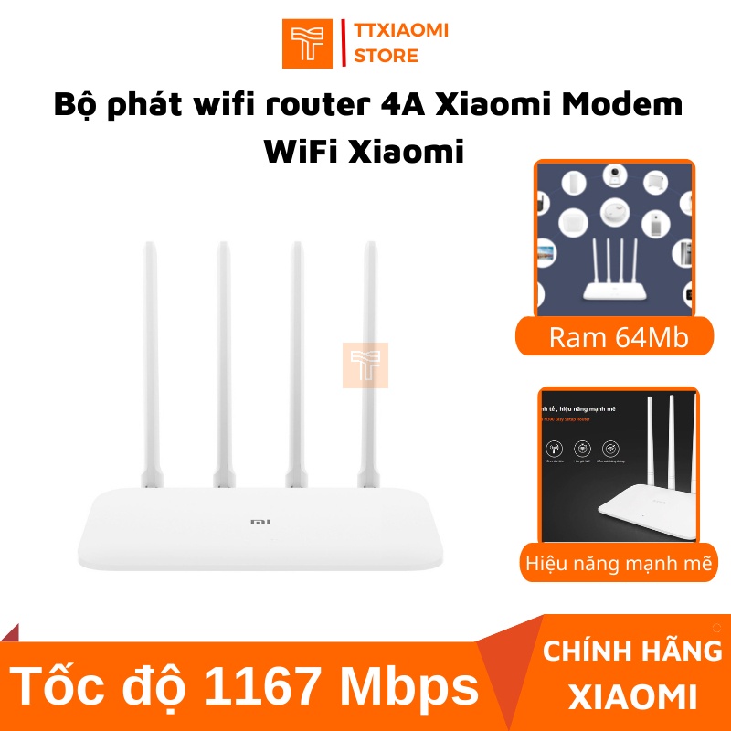 Bộ phát wifi router 4A Xiaomi Modem WiFi Xiaomi 4A - 2 Băng tần wifi 2.4G và 5G - Tốc độ 300Mbps
