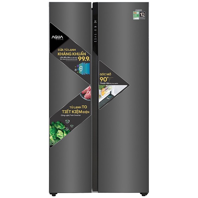 Tủ lạnh Aqua side by side Inverter 541 lít AQR-S541XA - Chính hãng BH 2 năm - Miễn phí lắp đặt
