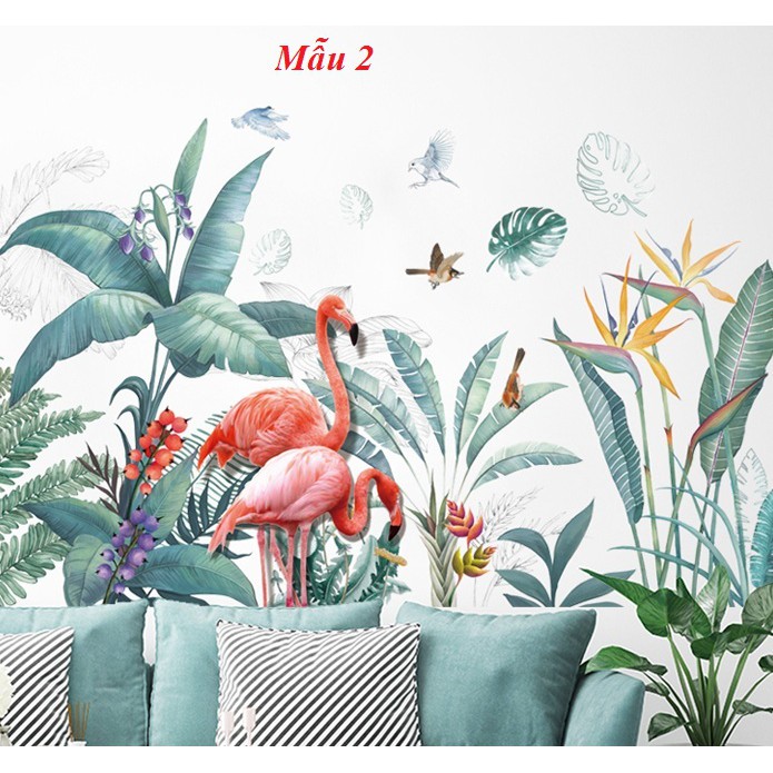 Decal giấy dán tường  Decan Hoa rừng nhiệt đới