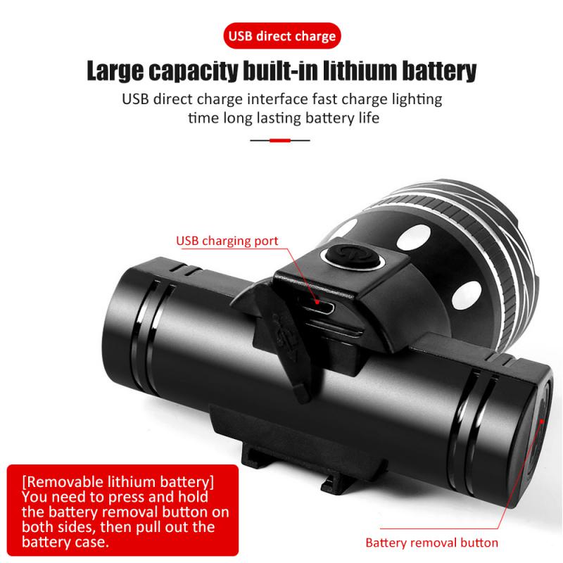 Đèn Pha Led T6 1200 Lumen Tích Hợp Đèn Pha Và Đèn Đuôi Xe Đạp Có Thể Sạc Lại Bằng Cổng Usb