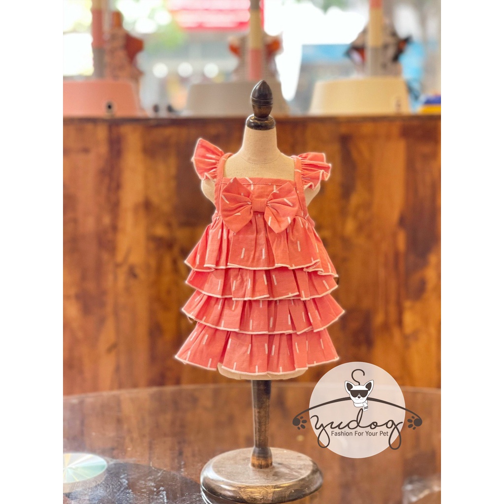 Đầm hoa 4 tầng dành cho chó mèo yudog đầm dây cho chó mèo