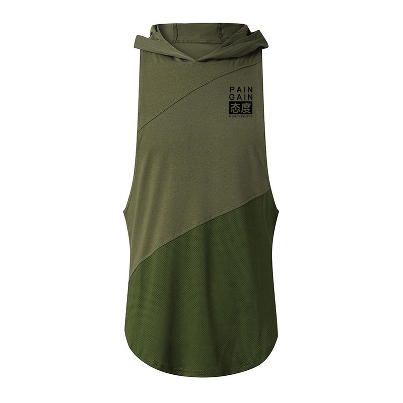Áo Thun Không Tay Có Nón Trùm Đầu Tập Thể Thao Dành Cho Nam