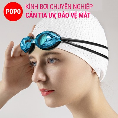 Kính bơi người lớn tráng gương, mắt trong cản tia UV cho nam nữ thi đấu chuyên nghiệp POPO 1154