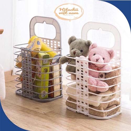 Giỏ Đựng Quần Áo Trước Khi Giặt Treo Tường Thiết Kế Thông Minh Gấp Gọn Tiện Lợi, Giỏ nhựa treo tường kích thước lớn