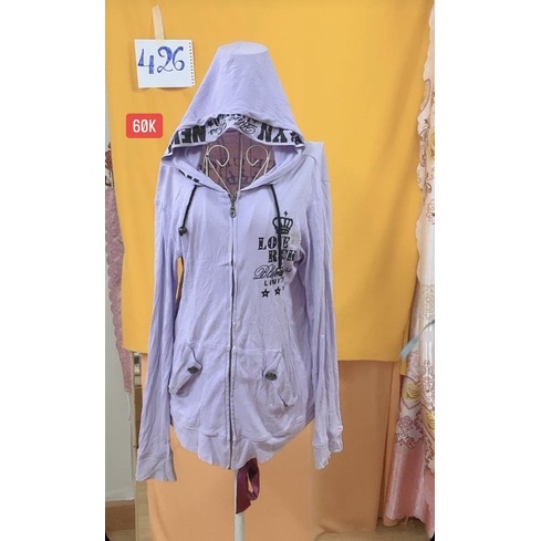 áo khoác thun tím môn viền chữ.S426
