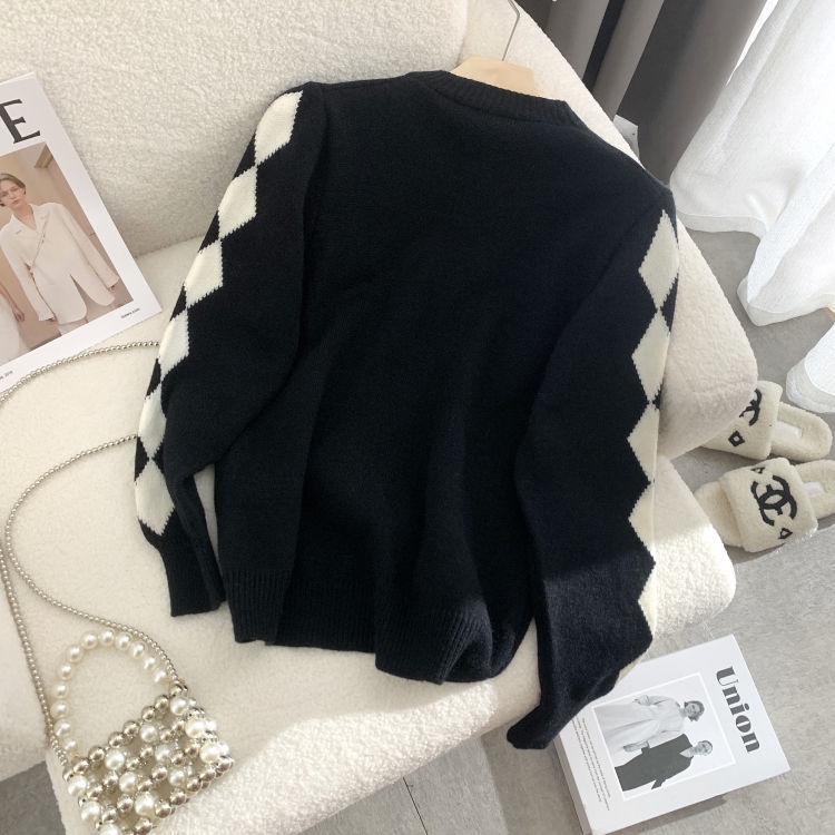 Áo Khoác cardigan Dệt Kim Cổ V Giả Hai Lớp Thời Trang Thu Đông Cho Nữ