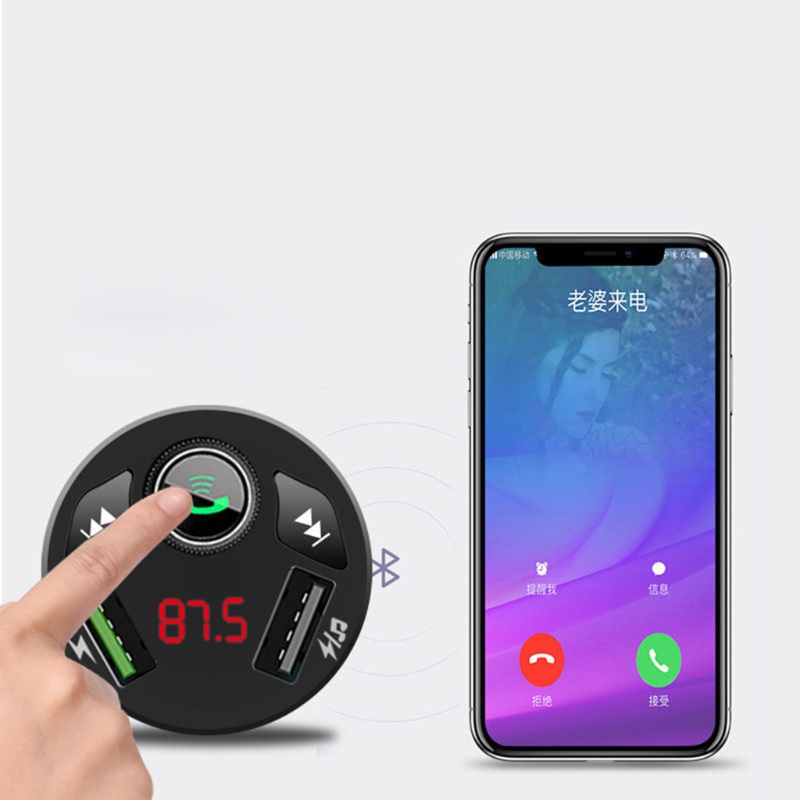 Tẩu Sạc USB Kết Nối Bluetooth Không Dây QC3.0 PD20W Nghe Nhạc MP3 Cho Xe Hơi