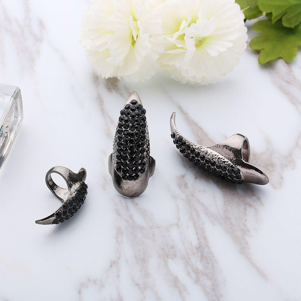 Nhẫn Đính Móng Tay Giả Kích Thước Lớn Phong Cách Punk Cá Tính Cho Nữ