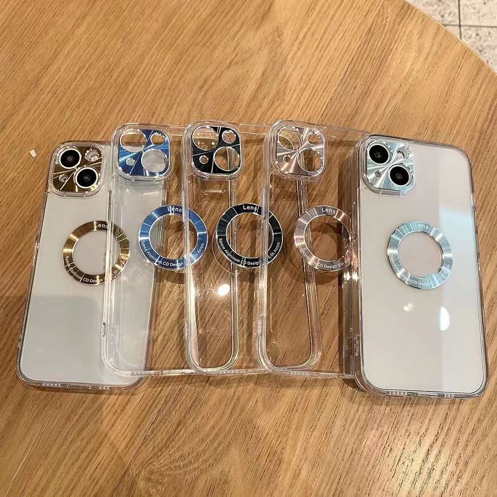 Ốp Điện Thoại Acrylic Trong Suốt Viền Kim Loại Sang Trọng Chống Rơi Cho IP 7 8 PLUS X XS MAX 11 12 13 PRO MAX