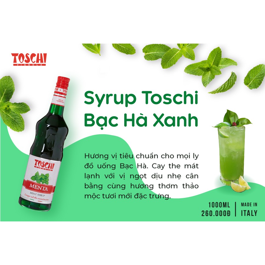 Siro Toschi Bạc Hà 1000ml - Toshi Mint Syrup 1000ml