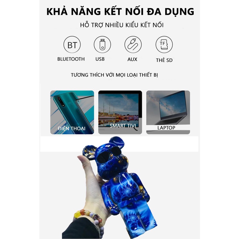 Loa Bluetooth Gấu Bearbrick B5+ Nghe Nhạc cực hay, Loa bluetooth Gấu Mini B5+ Decor phiên bản mới