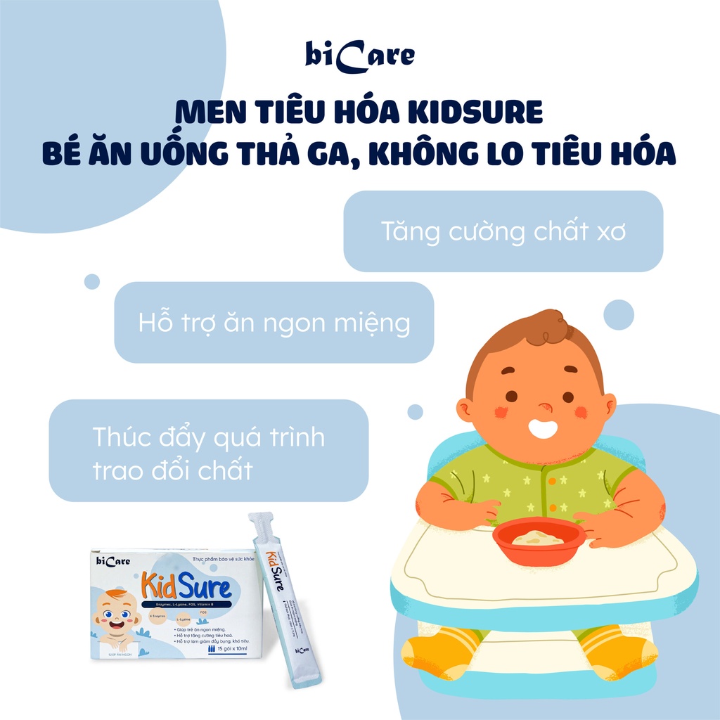 MEN TIÊU HOÁ cho trẻ Siro KIDSURE, hỗ trợ tăng cường tiêu hóa hỗ trợ cho trẻ biếng ăn, kén ăn