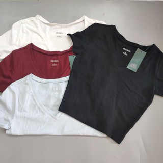 Áo Crop top nữ cổ V tay ngắn thun W.ild fable xuất xịn