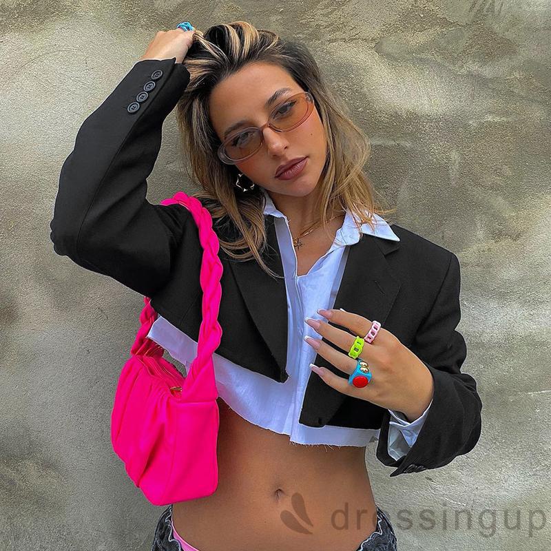 Áo Khoác Vest Dáng Ngắn Màu Sắc Thanh Lịch Cho Nữ