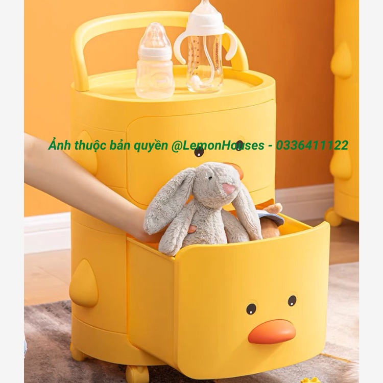 Kệ 2 tầng, kệ 3 tầng hình Vịt vàng vuông siêu đáng yêu, chất liệu nhựa cứng an toàn