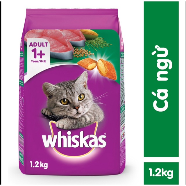 Thức ăn mèo lớn whiskas vị cá ngừ gói 1.2kg