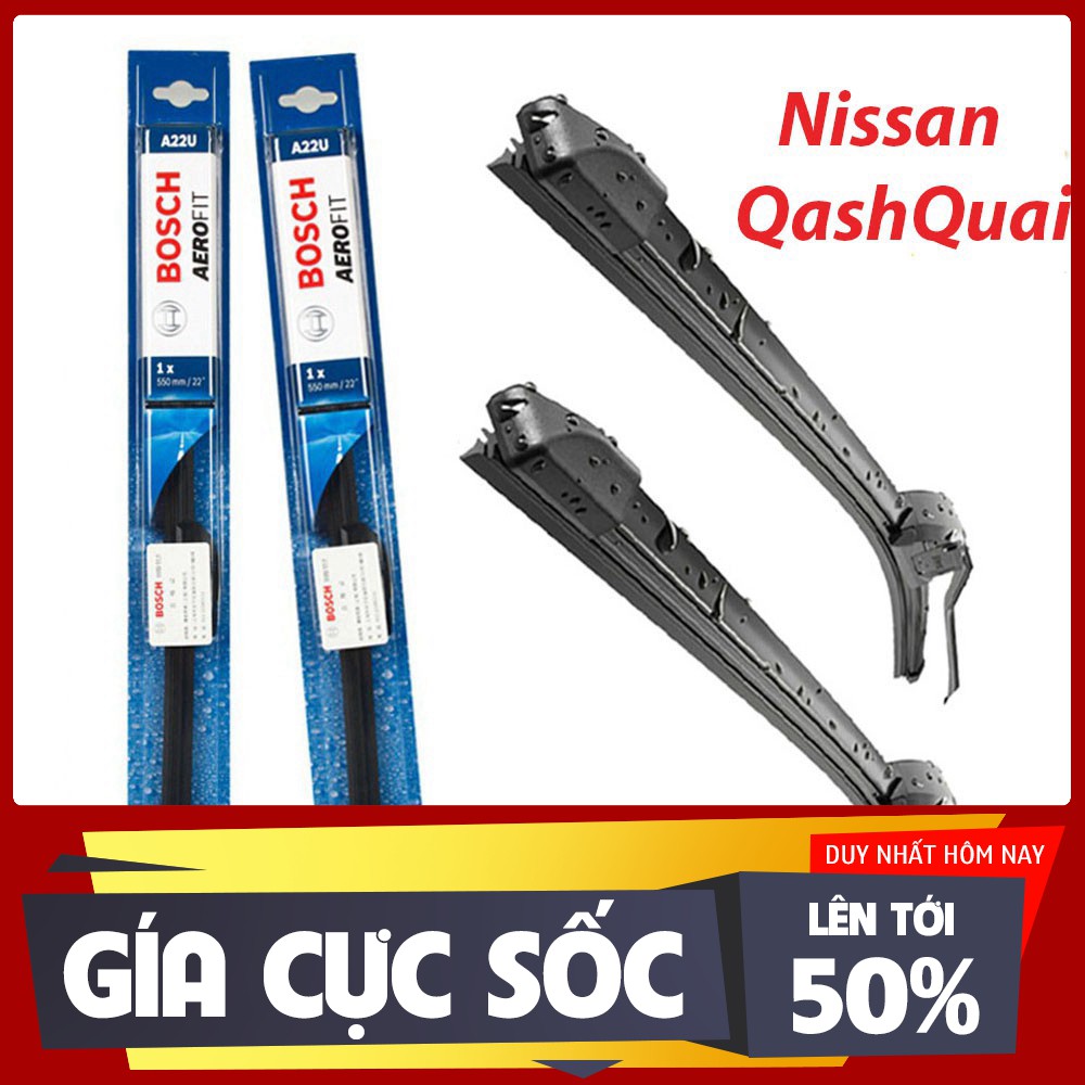 [GẠT MƯA Ô TÔ] Gạt mưa xe Nissan QashQuai gạt mềm không xương chính hãng Bosch ( Giá 1 đôi )