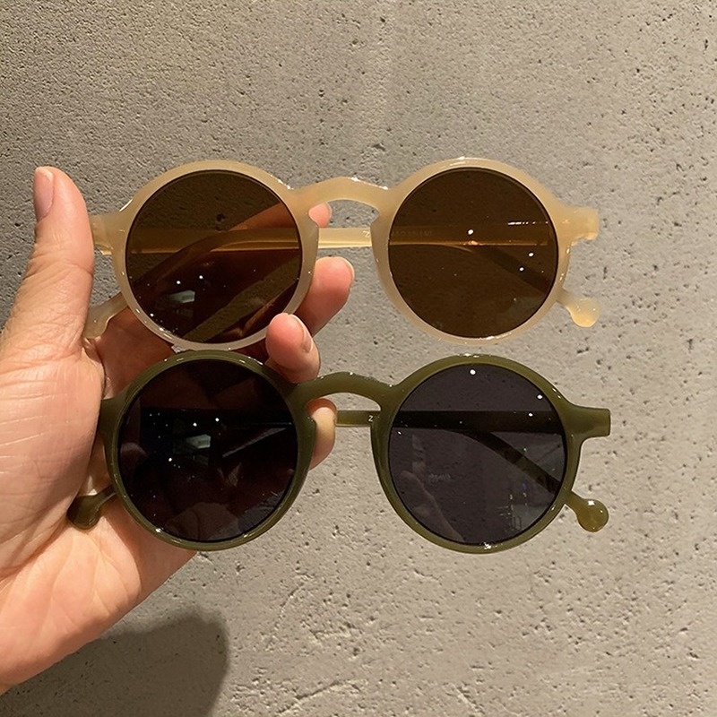 (KIQI-FASHION) COD Kính Mát Gọng Tròn Chống Tia UV Phong Cách Retro Thời Trang Cho Nam Nữ