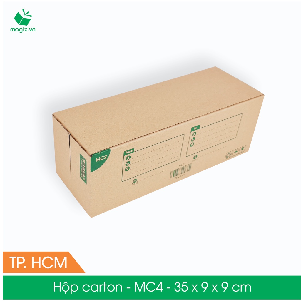 MC4 - 35x9x9 cm - 100 Thùng hộp carton+ 50 decal HÀNG DỄ VỠ