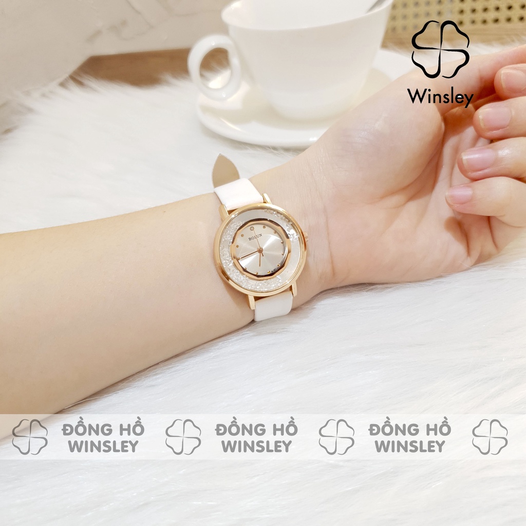Đồng hồ nữ đeo tay chính hãng Bolun dây da mặt tròn đá chạy đẹp thời trang giá rẻ | BigBuy360 - bigbuy360.vn