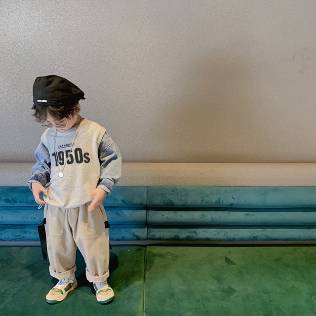 [Mã SKAMCLU7 giảm 10% cho đơn từ 0Đ] Áo Thun Dài Tay phối jean 1950s cho bé A400