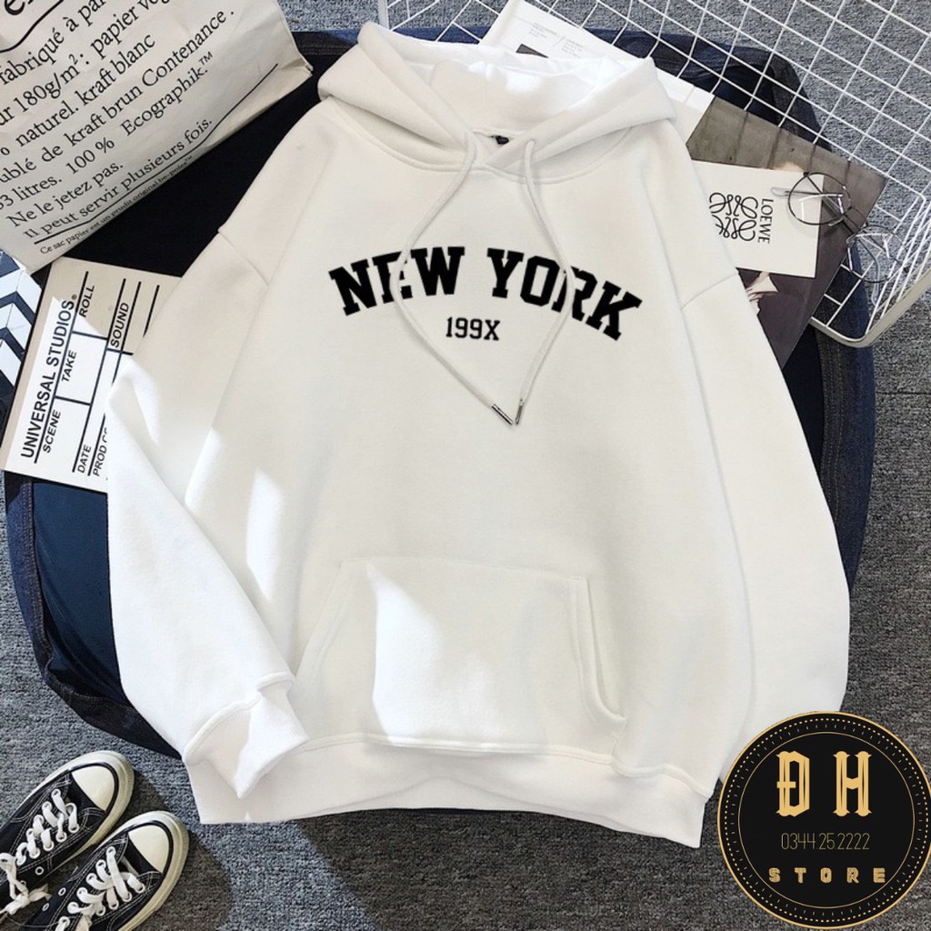 (Mẫu Mới 2021) Áo Hoodie NEW YORK Có Mũ Nam Nữ Chất Nỉ Bông Dày Dặn Form Rộng Unisex- Áo Nỉ Nam Nữ Ulzzang Hoạ Tiết | BigBuy360 - bigbuy360.vn