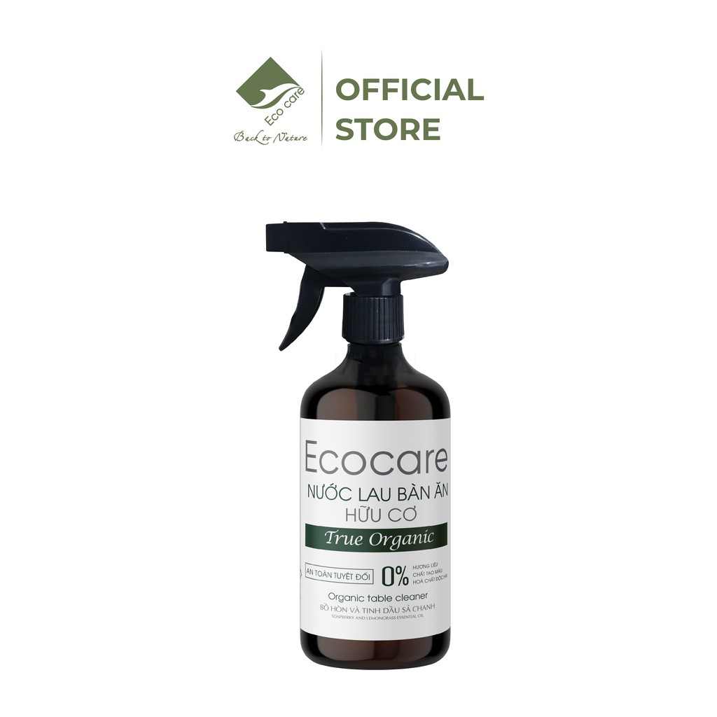 Nước lau bàn ăn hữu cơ bồ hòn ECOCARE 500ml, nguồn gốc thực vật và tinh dầu tự nhiên, an toàn cho sức khỏe