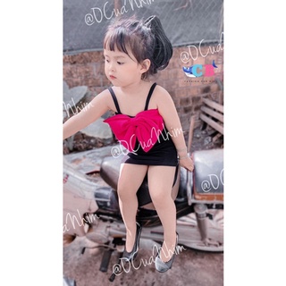 Set váy body dây nơ cho bé gái