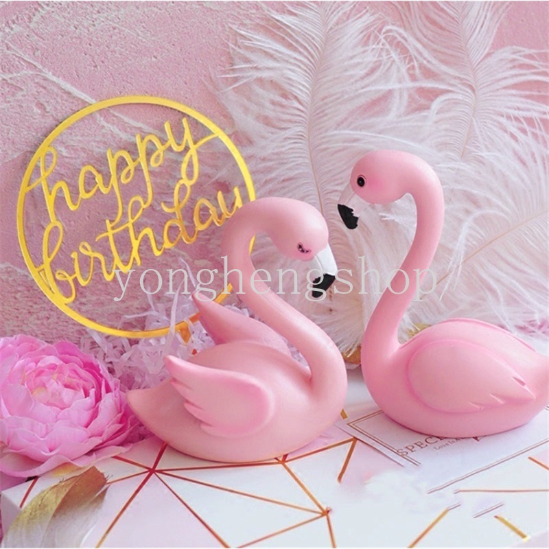 Que Cắm Trang Trí Bánh Hình Chim Hồng Hạc Dễ Thương