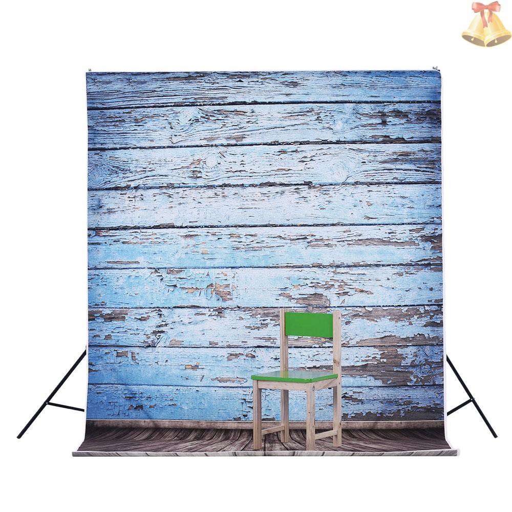 ONE Andoer 1.5 * 3m/4.9 * 9.8ft Video Studio Photo Backdrop Background Digital Printed Blue Classic Wall Wooden Floor Pattern for Teenager Adult Kid Children Portrait Photography