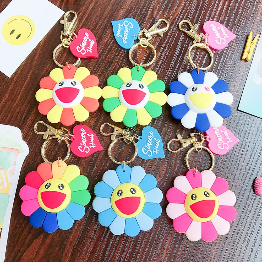 Móc Khóa Hình Hoa Hướng Dương Cười Nhiều Màu Sắc Dễ Thương