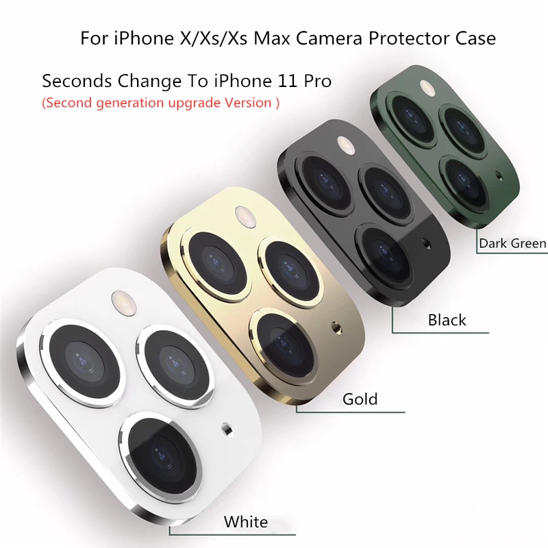 Ốp điện thoại kim loại bảo nhôm vệ camera chuyển đổi kiểu dáng iPhone X Xs Max thành iPhone 11 Pro
