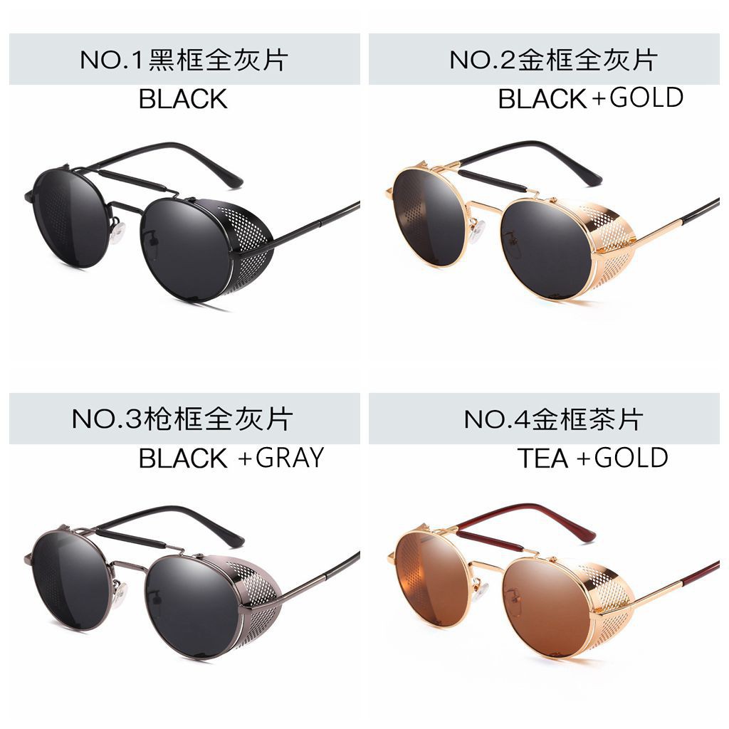 Hevia Kính Mát Gọng Tròn Kim Loại Chống Tia uv pg063 Phong Cách Steam Punk Cổ Điển Cho Nam Và Nữ
