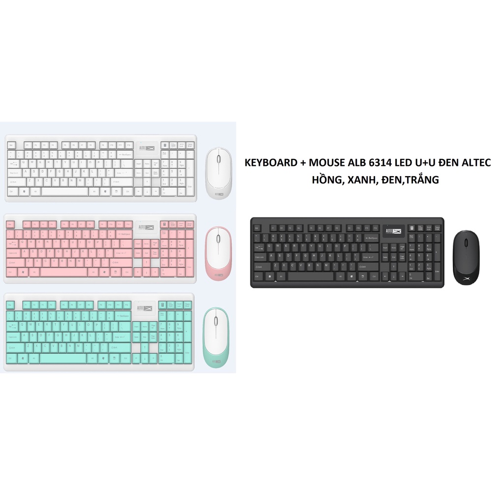 COMBO BÀN PHÍM CHUỘT KHÔNG DÂY ALTEC ALBC 6314,KEYBOARD MOUSE WIRELESS 2.4G 1200DPI