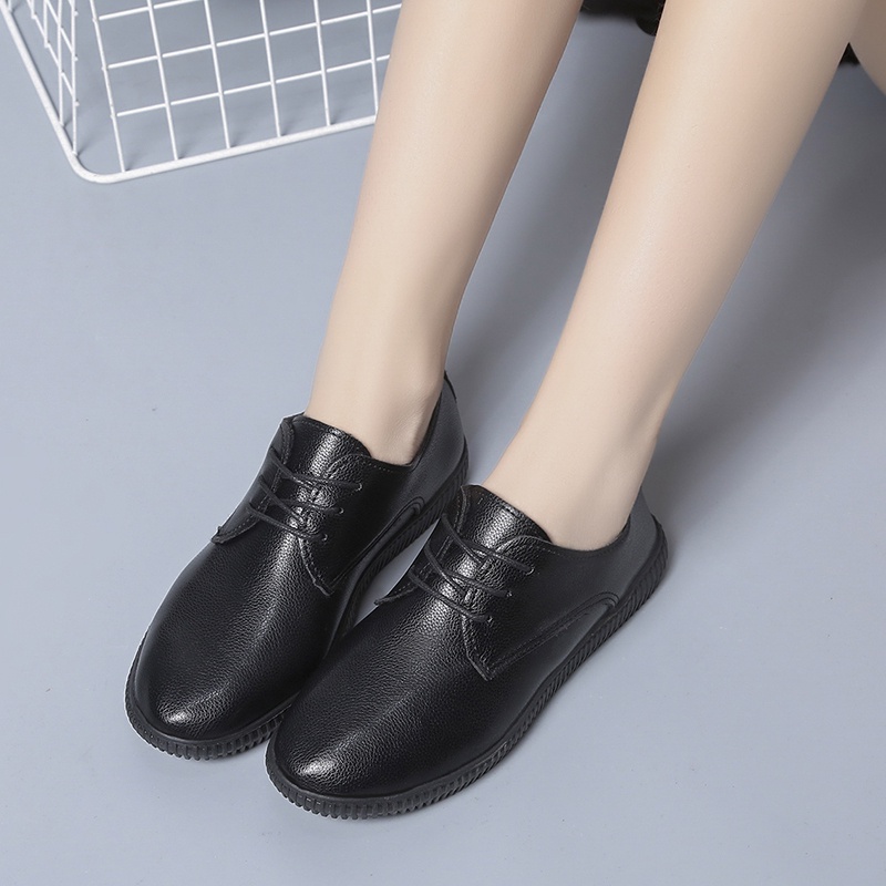 Giày oxford da bóng mũi tròn phong cách retro tùy chọn kích thước cho nữ