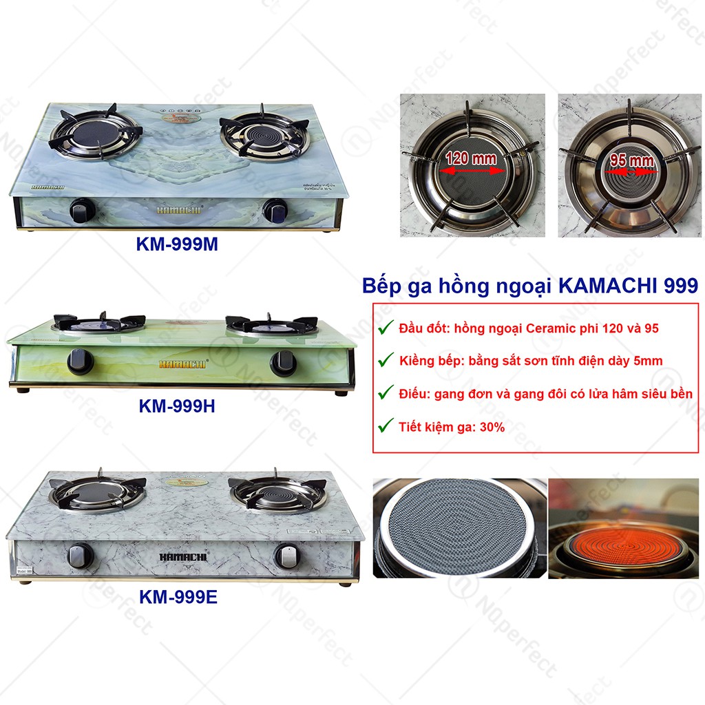 Ống điếu gang đơn/đôi bếp gas hồng ngoại Kamachi KM-999E / Kamachi KM-999M / Kamachi KM-999H.. 95mm/120mm chính hãng