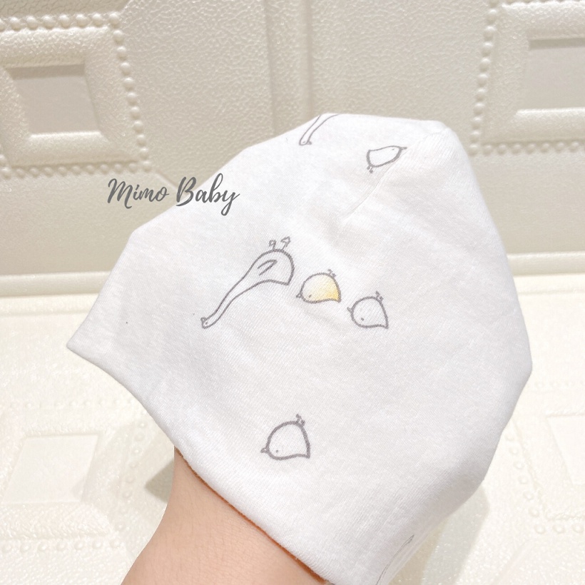 Mũ turban màu trắng họa tiết gà con đáng yêu cho bé MTB97 Mimo Baby