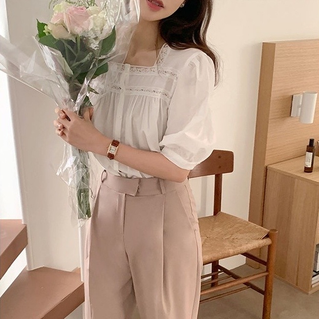 SUXI Áo Sơ Mi Ngắn Tay Màu Sắc Đơn Giản Thời Trang Mùa Hè Hàn Quốc