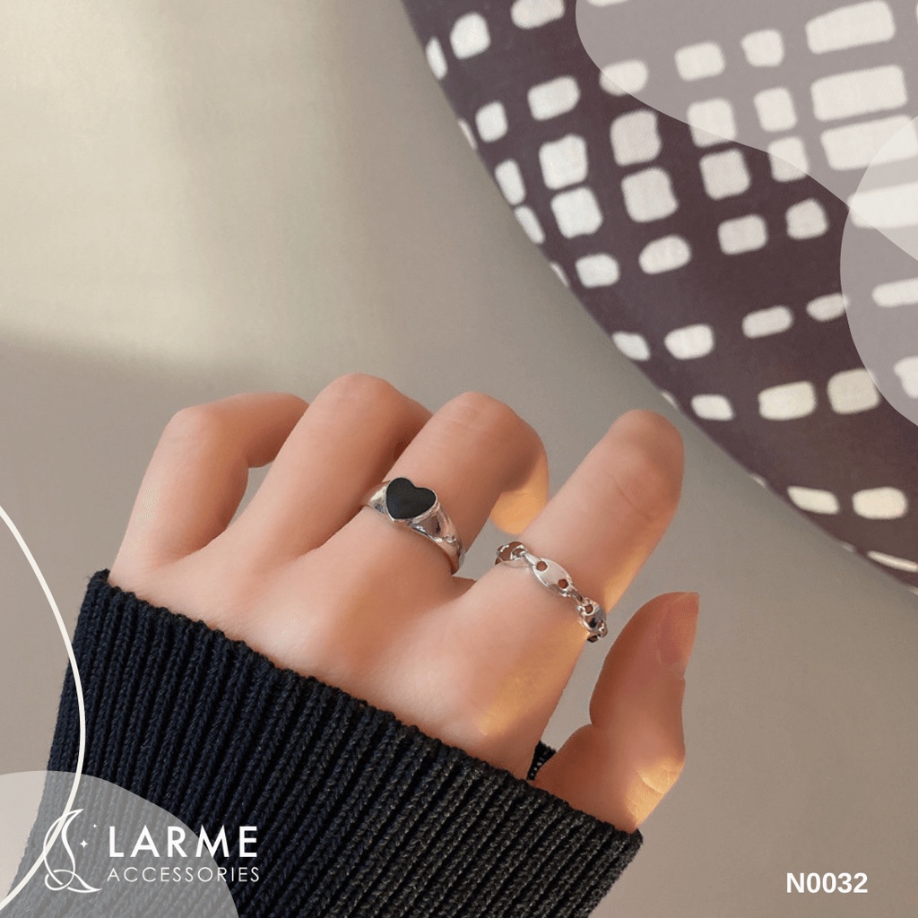 Nhẫn đôi trái tim đen Larme Accessories - N0032