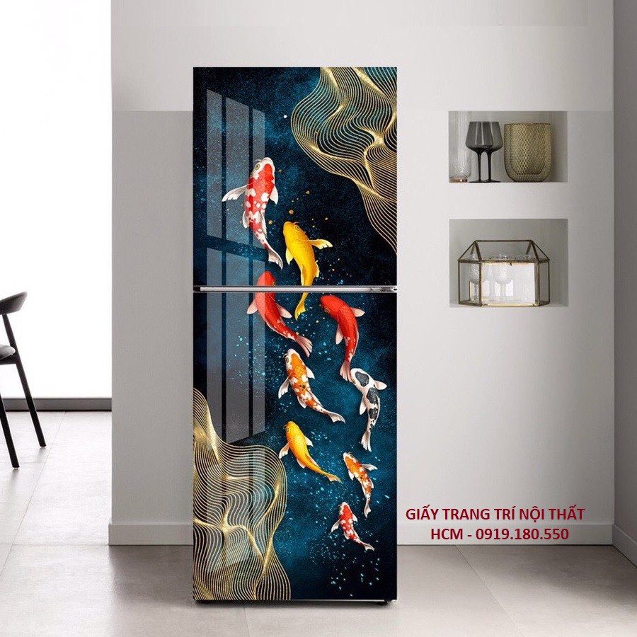 Miếng dán tủ lạnh Cá Koi Hoang Gia  - Trang trí nhà cửa - Trang trí bếp - Decor nhà