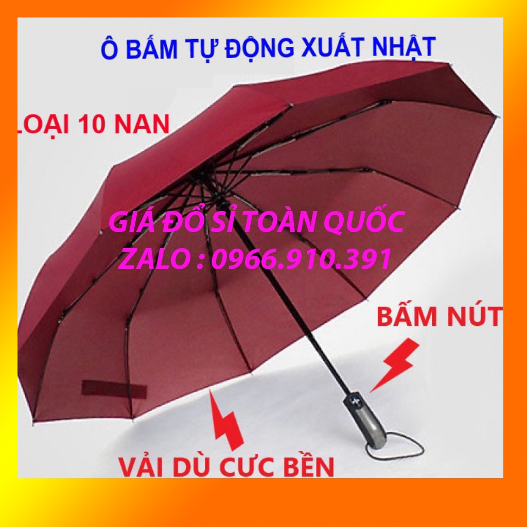Ô che mưa gấp gọn tự động 2 chiều 10 nan cỡ lớn, ô dù to cán dàn chống nắng che mưa cute