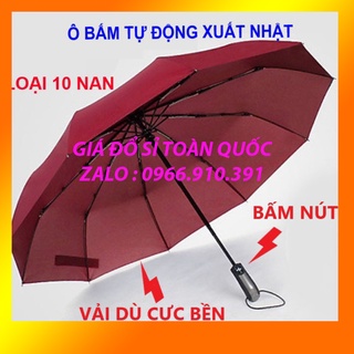 Ô che mưa gấp gọn tự động 2 chiều 10 nan cỡ lớn, ô dù to cán dàn chống nắng che mưa cute
