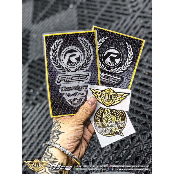 Tem Dán Dè Xe Máy Rice Trắng , Đen , Đỏ , Xanh... RICEDECAL®️