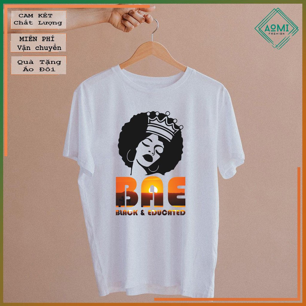 ÁO THUN AOMIVN Black And Educated Shirt African TAY LỠ CÁ TÍNH PHÔNG IN PHONG CÁCH HÀN QUỐC AOMI DU LỊCH