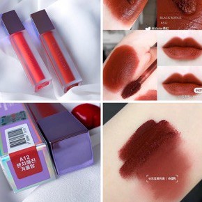 Son kem HANDMADE A12 đỏ nâu trầm ( thiết kế son BLack ver2 nắp tím )