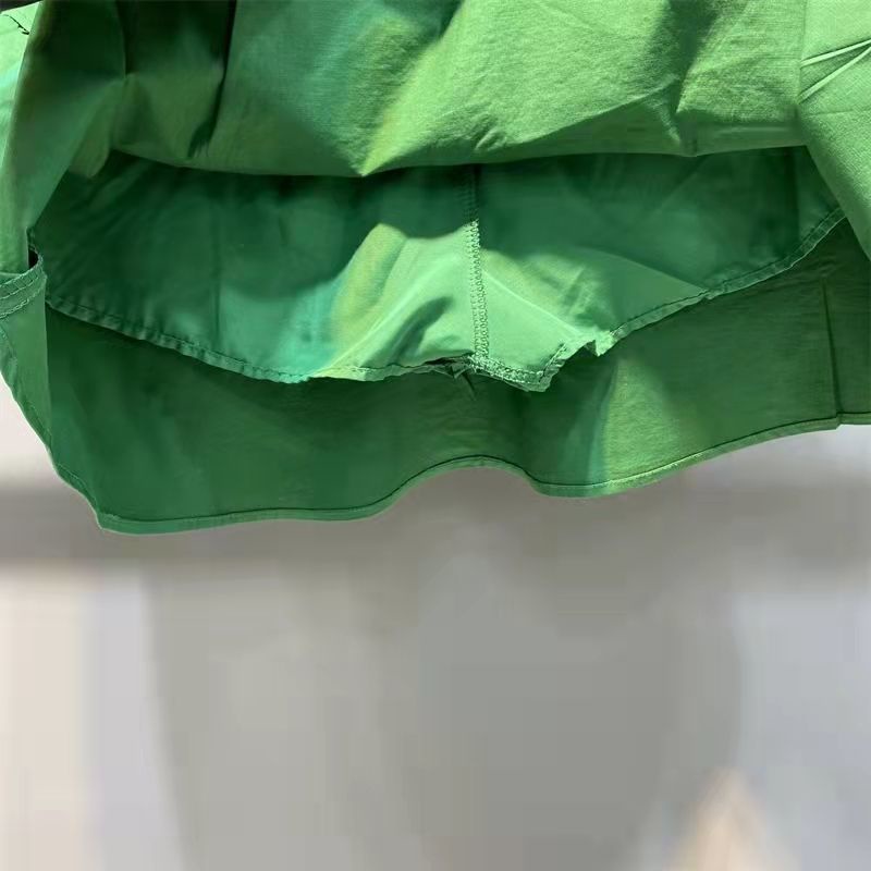 Jiashucheng Chân Váy Chữ a Lưng Cao Nhún Bèo Màu Xanh Lá Phong Cách Hàn Quốc Thời Trang Xuân Hè Dành Cho Bạn Nữ