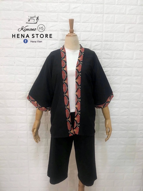 Áo Kimono Mix Hoạ Tiết Japan Trắng-Đen